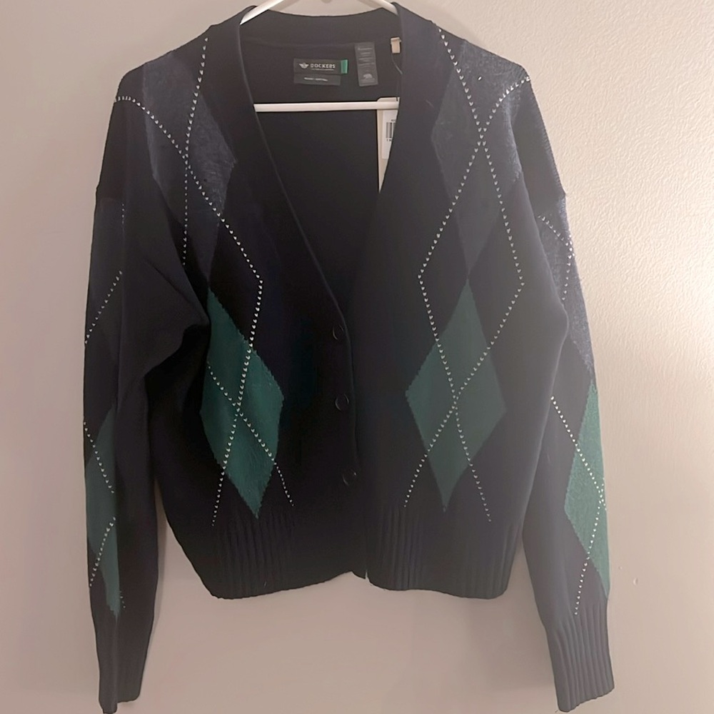 Argyle cardigan sweater size M